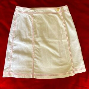 MaxMara White Skirt with Red Stitching, 
97 % COTTON, 3 % ELASTANE, Size 8